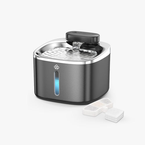 Oneisall 3.5L  Cordless Black Stainless Steel Pet Water Fountain with 3PCS Filters