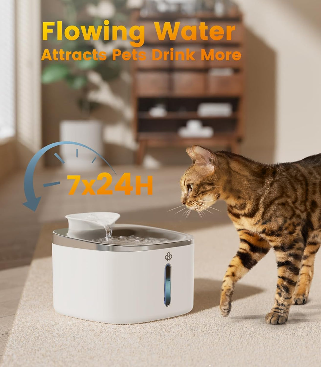 Oneisall 3.5L Corded White Pet Water Fountain with 3PCS Filters