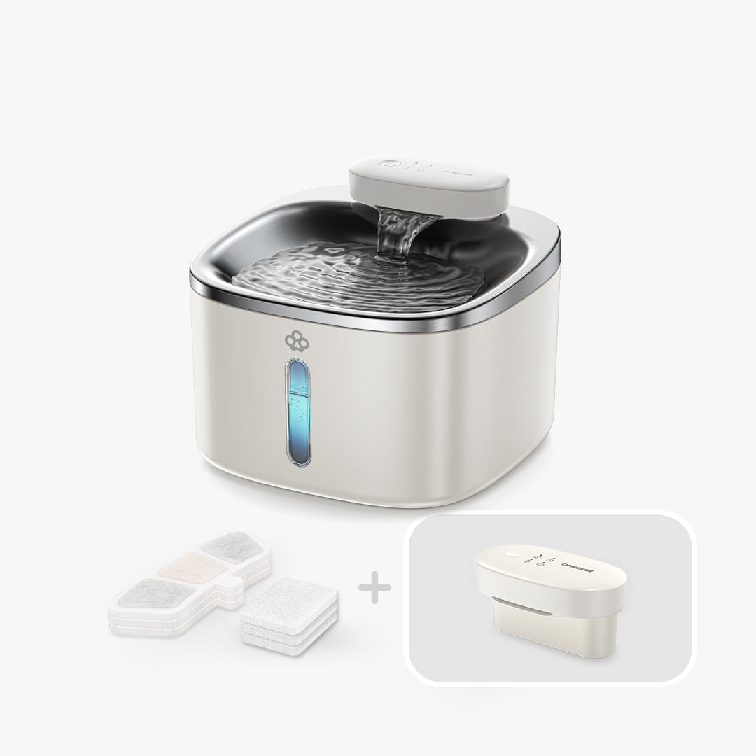 Oneisall 3.5L  Cordless Black Stainless Steel Pet Water Fountain with 3PCS Filters