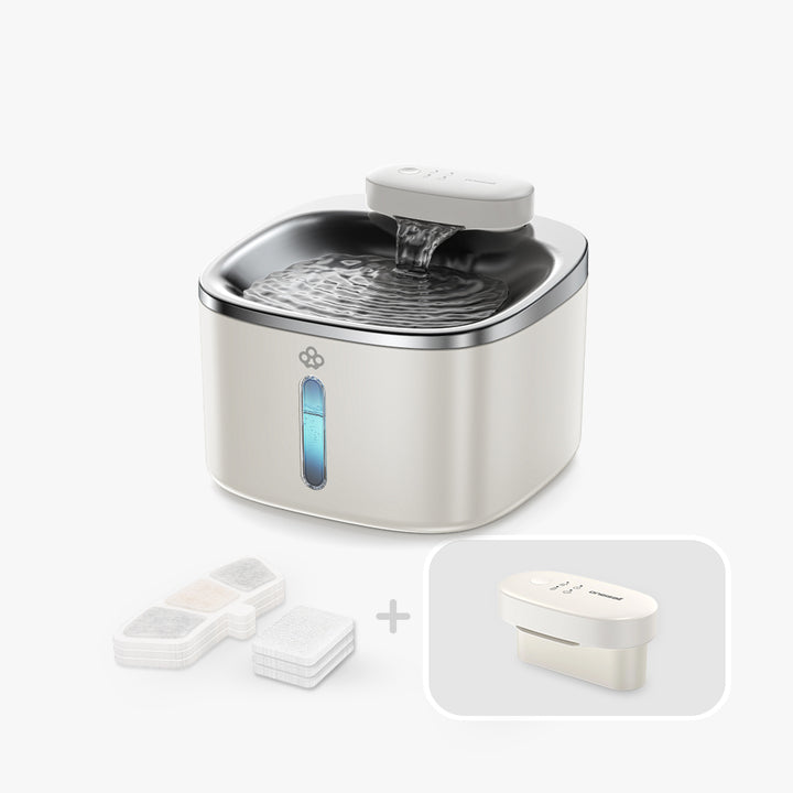 Oneisall 3.5L  Cordless Black Stainless Steel Pet Water Fountain with 3PCS Filters