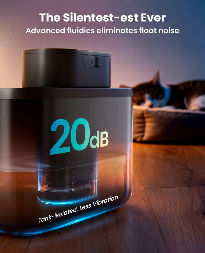 oneisall Wireless Cat Water Fountain: 74oz/2.2L Cordless Pet Water Fountains, 20dB Ultra-Quiet Integrated SilentFlowโข Pump Battery Operated for Cats Indoor, Easy to Clean Automatic Cat Water Dispenser