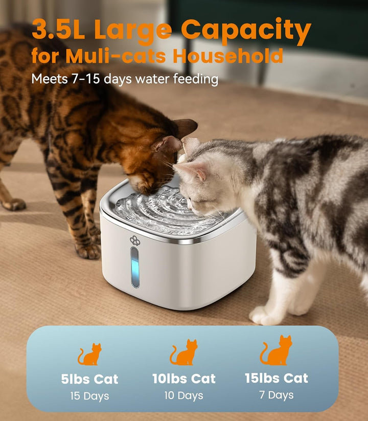 Oneisall 3.5L Corded White Pet Water Fountain with 3PCS Filters