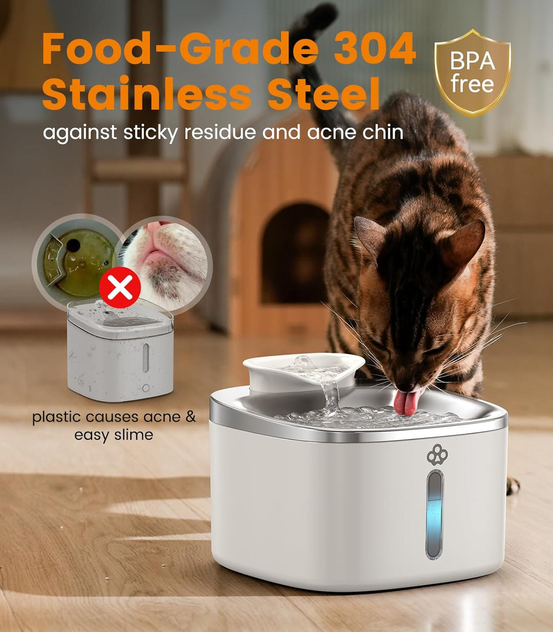 Oneisall 3.5L Corded White Pet Water Fountain with 3PCS Filters