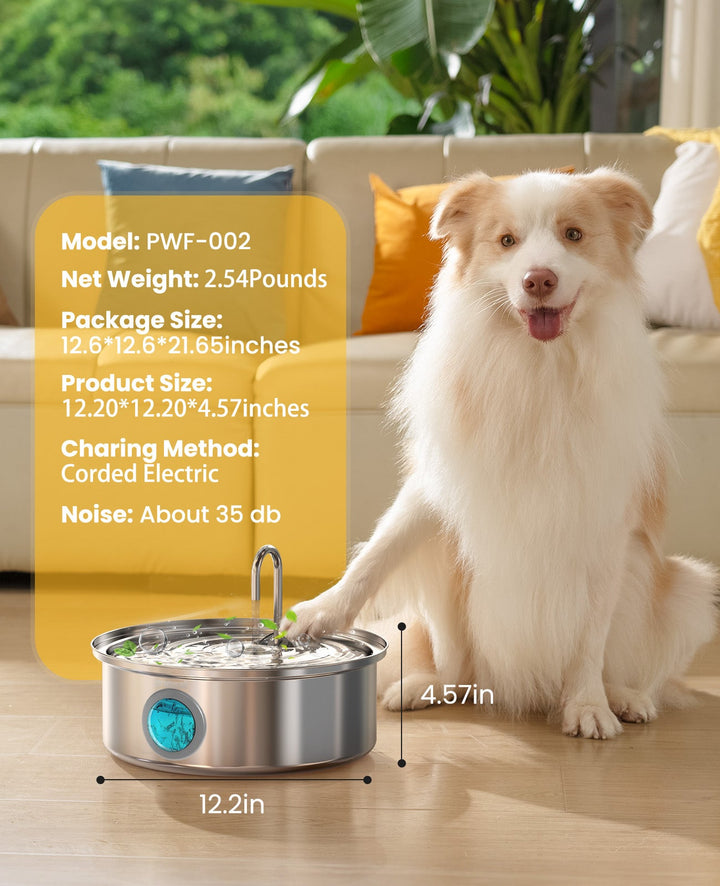 7L Dog Water Fountain with Visual Water Level