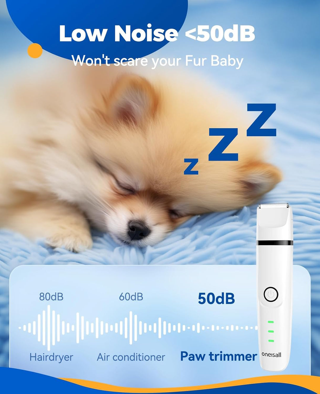 Oneisall N12 4 in 1 Pet Grooming Kit for Paw Trimmer Nail Grinder