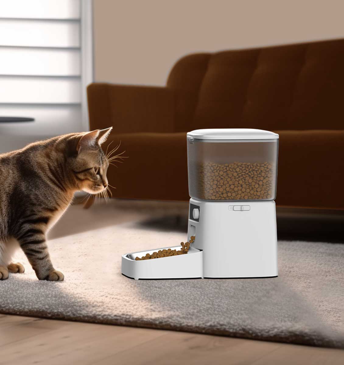 Oneisall Automatic Cat Food Dispenser with 5G Wi-Fi, Automatic Cat Feeders for 2 Cats, 20 Cups Timed Dry Food Dispenser with APP Control