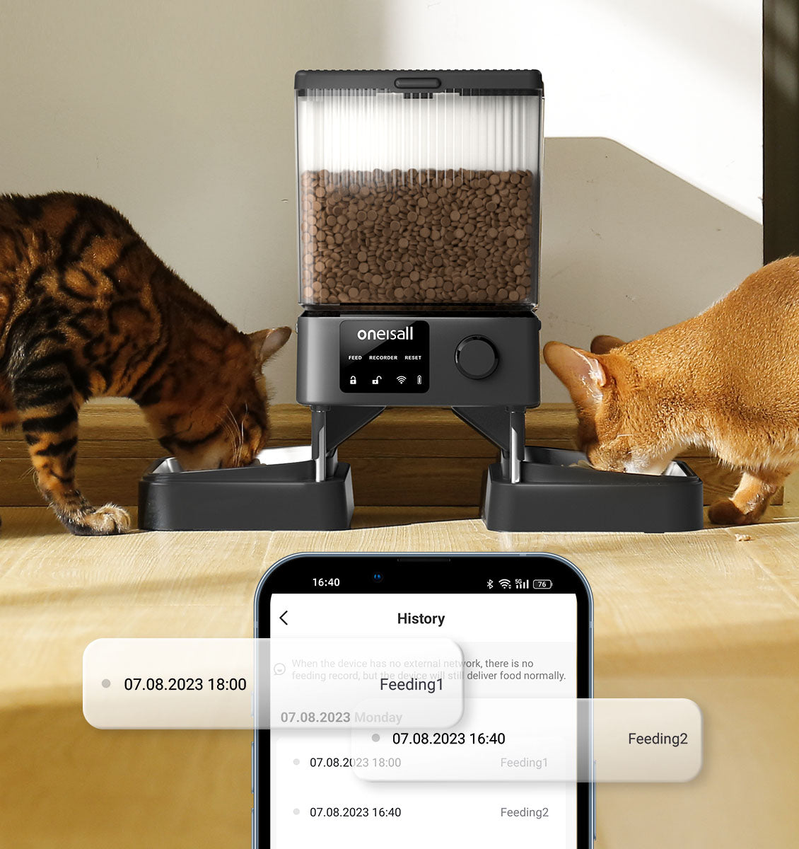 Your Thoughful Pet Caretaker---Oneisall Automatic Cat Food Dispenser With WIFI
