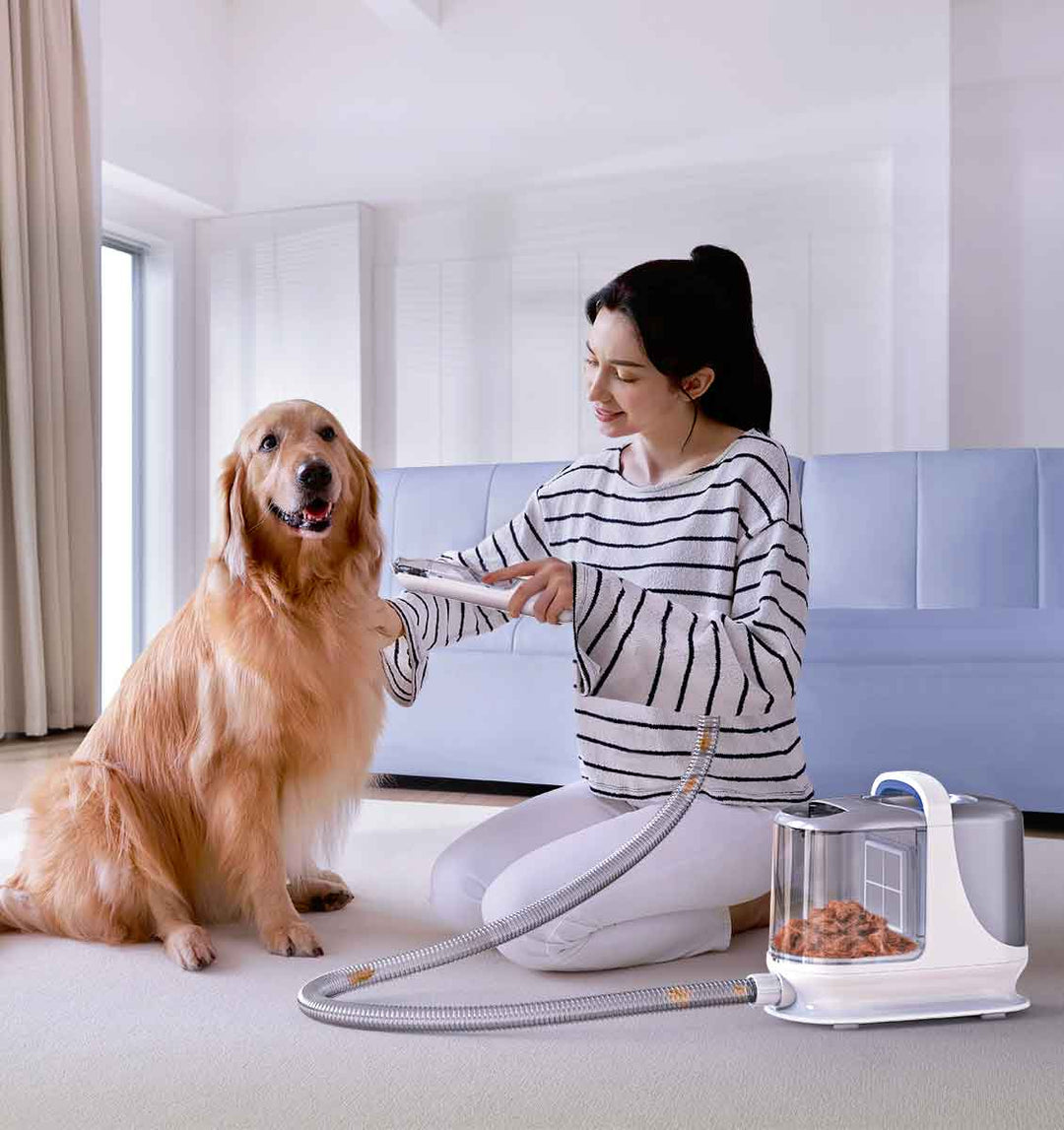 Oneisll Big Dog Hair Vacuum Groomer with Dog Clippers for Thick Hair Pets with 3L Large Dust Bin