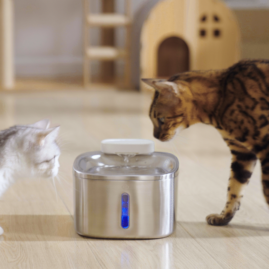 Oneisall 3.5L Cordless Smart Pet Water Fountain Stainless Steel with 3PCS Filters