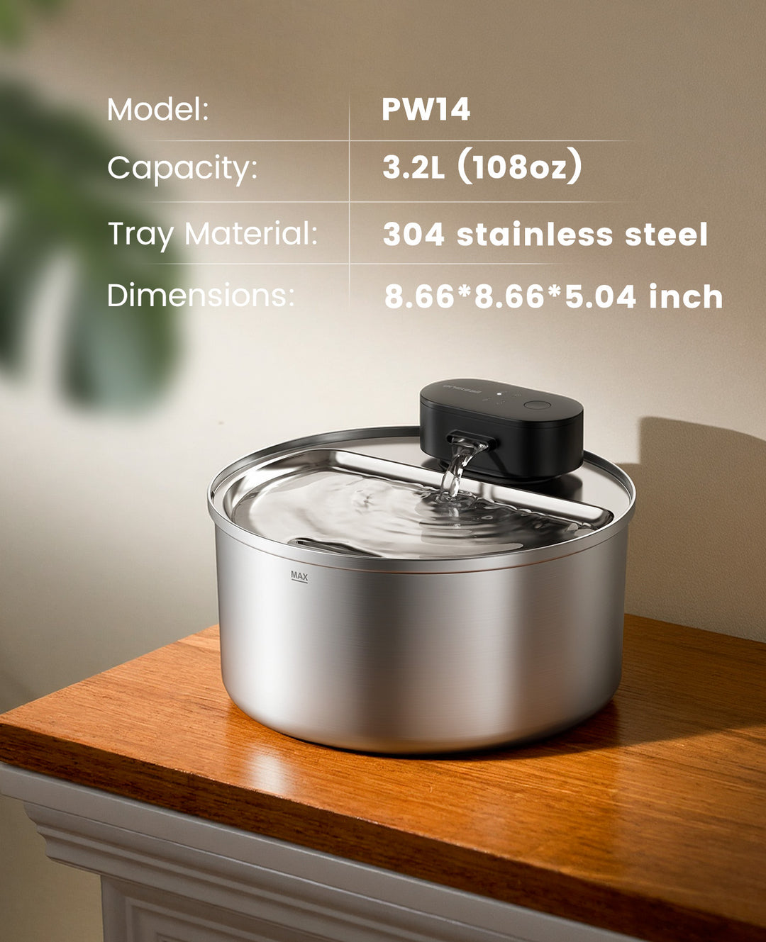 Oneisall 3.2L Cordless Cat Water Fountain