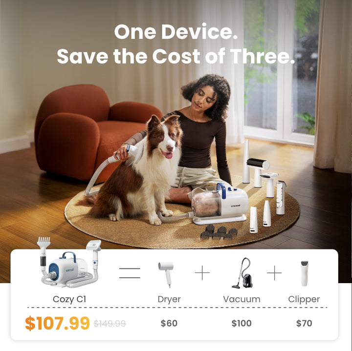 Oneisall Cozy C1 8-in-1 Pet Grooming Vacuum & Dryer Kit