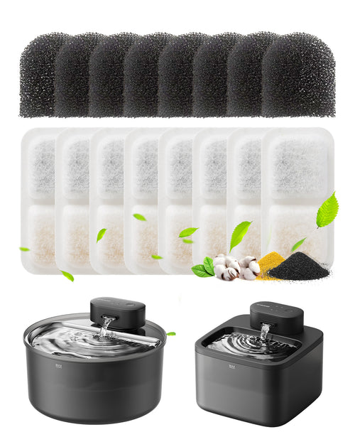 Oneisall 2.2L Cat Water Fountain 8 Pcs Carbon Filters Replacement