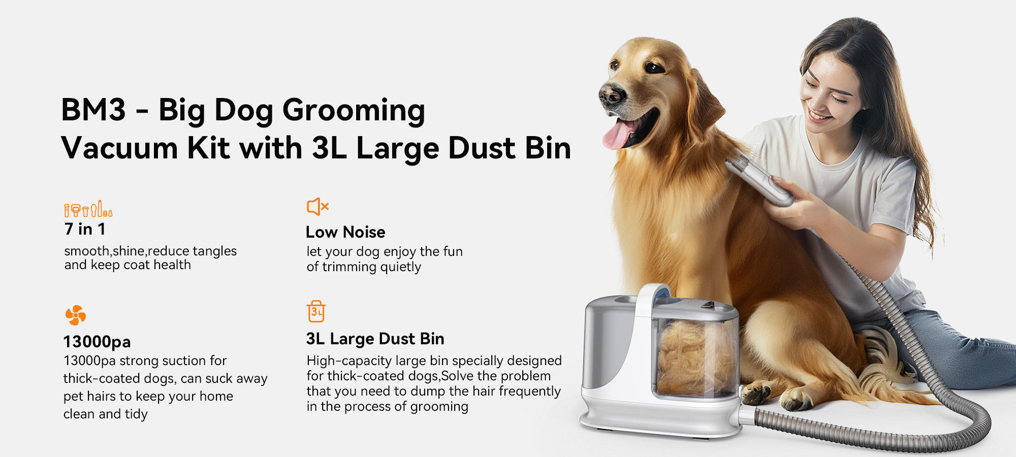 oneisall bm3 grooming vacuum for large dog