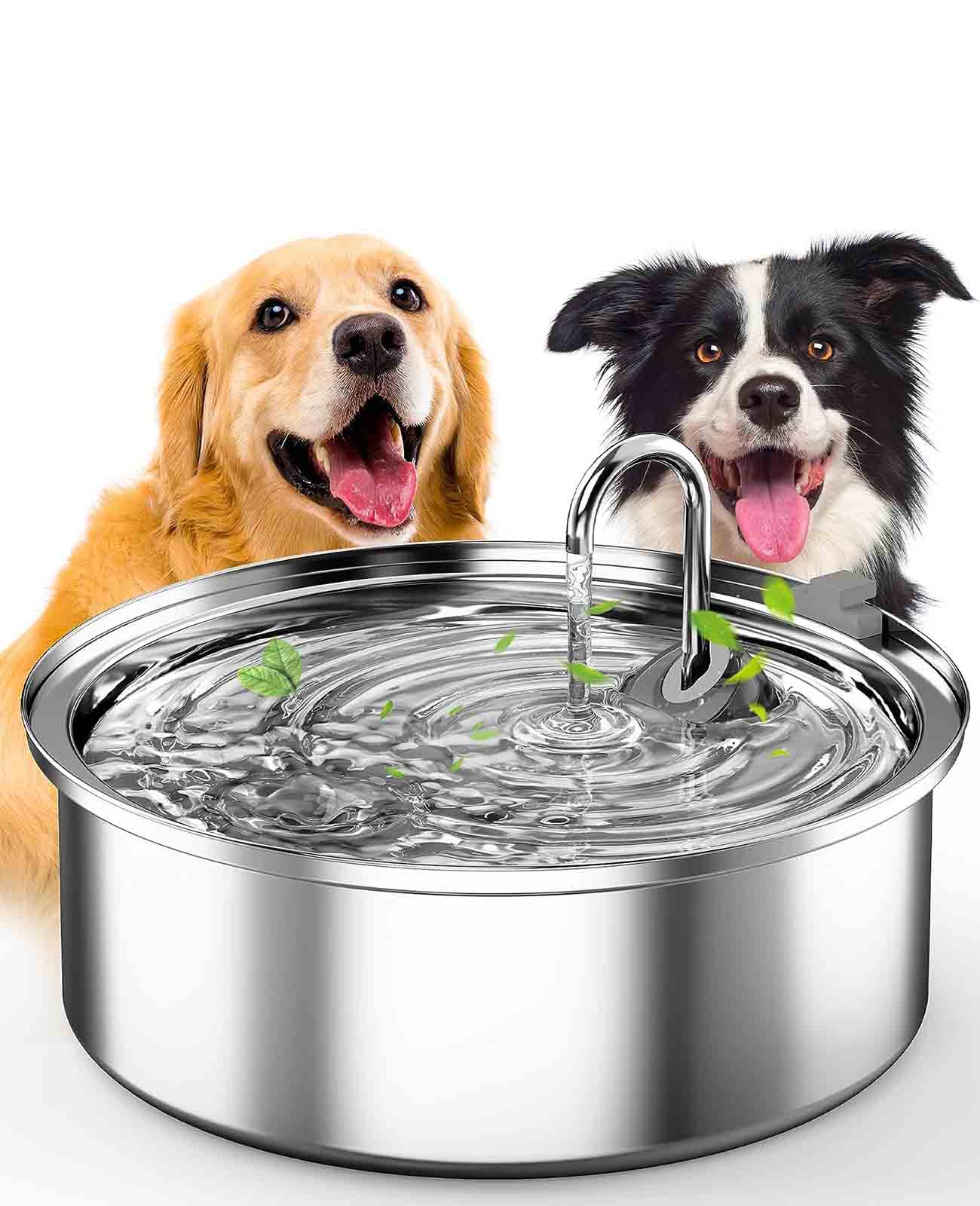 Oneisall Fontaine d'eau pour chien pour grands chiens, 7L/230oz/1.8G Fontaine pour chien en acier inoxydable super silencieuse avec triple filtration et pompe intelligente