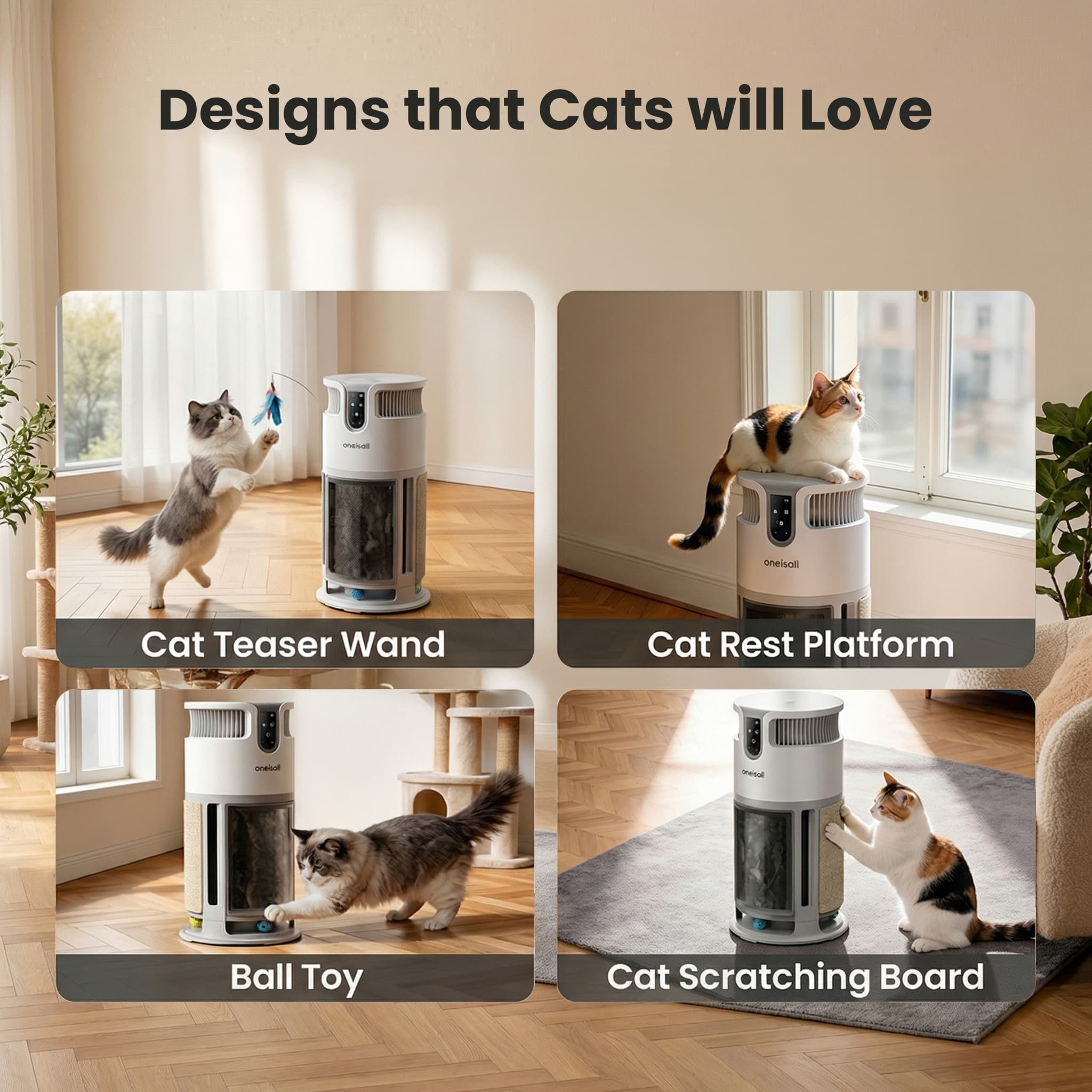 Pet Air Purifier for Homes with Pets – 360° Airflow, Removes Hair