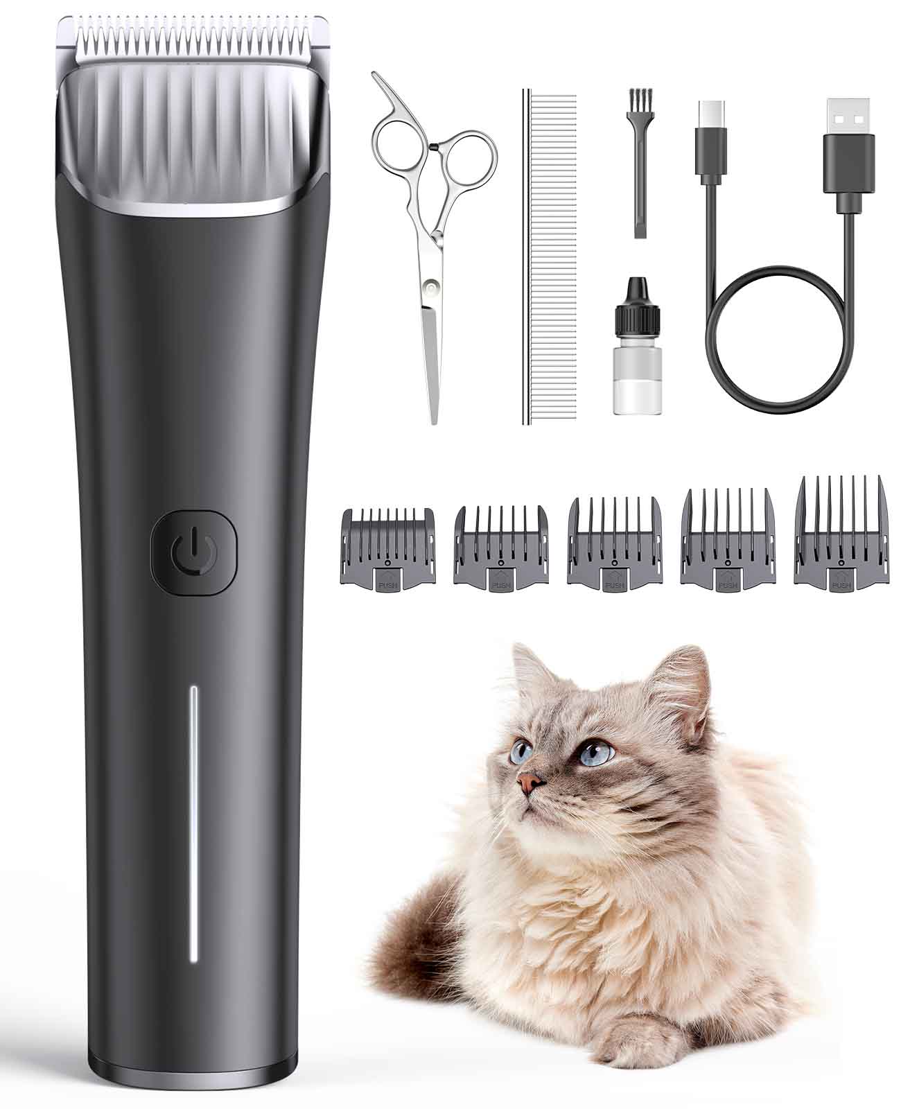 Oneisall Katzenschermaschine, geräuscharme Katzenpflege-Haarschneidemaschine für verfilztes langes Haar-RK-034