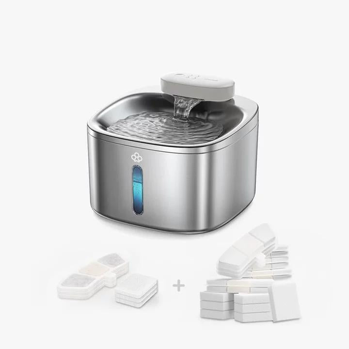 Oneisall 3.5L Cordless Stainless Steel Pet Water Fountain with 3PCS Filters