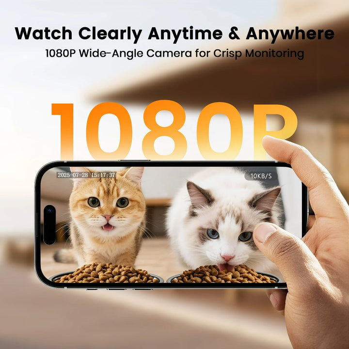 Oneisall 7L Automatic Cat Feeder with Camera for Two Cats-App Control