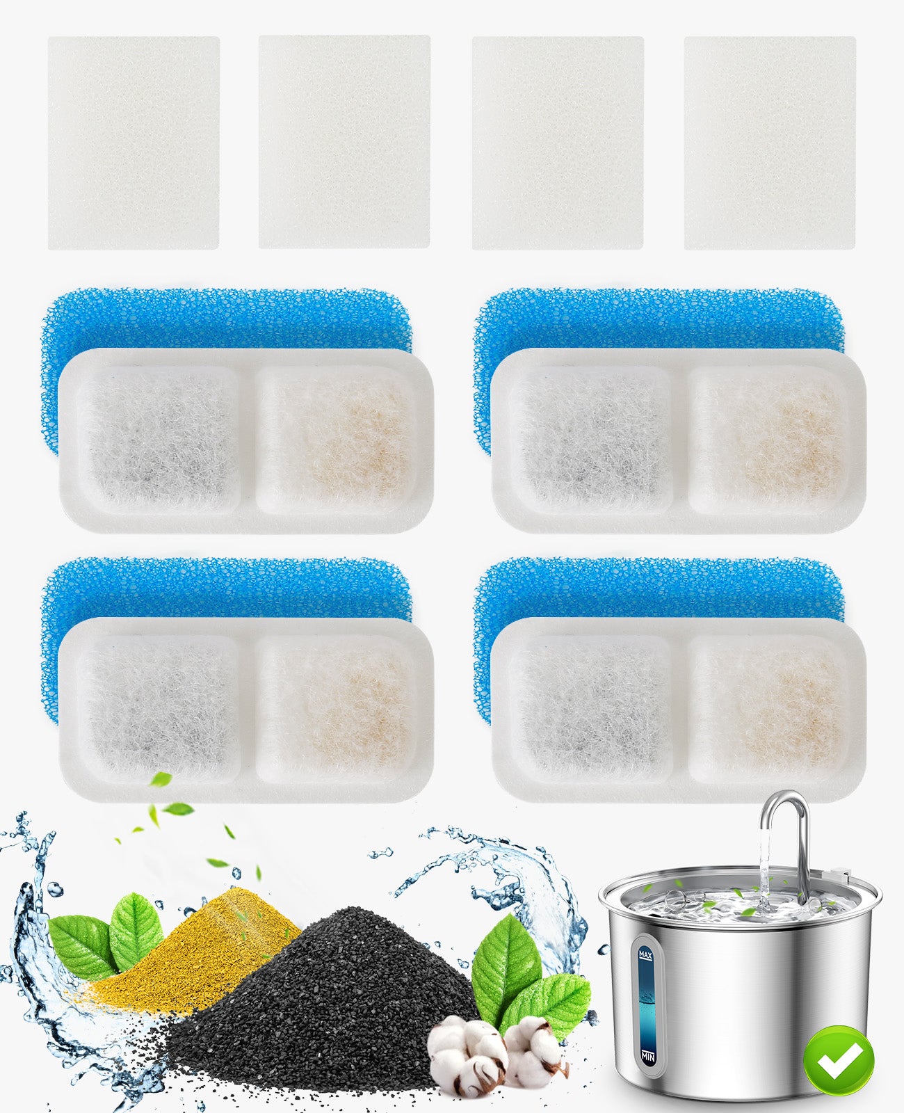 4PCS Carbon Filters for Cat Water Drinker 2L