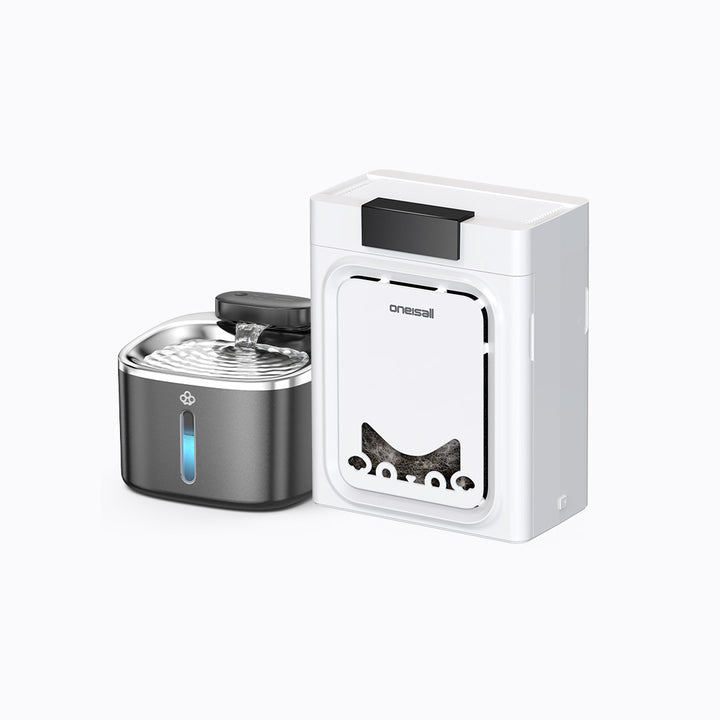 Oneisall 3.5L  Cordless White Stainless Steel Pet Water Fountain with 3PCS Filters