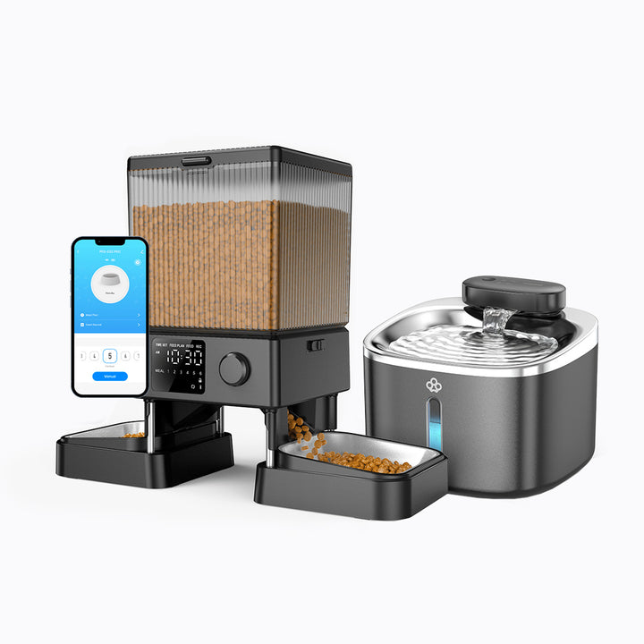 Oneisall 3.5L Cat Feeder with APP & 3.5L Cordless Water Fountain Set