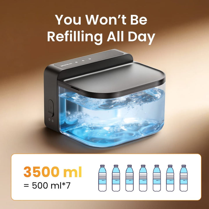 Oneisall 3.5L FreshFill Filterless Cat Water Dispenser with Fresh Water System