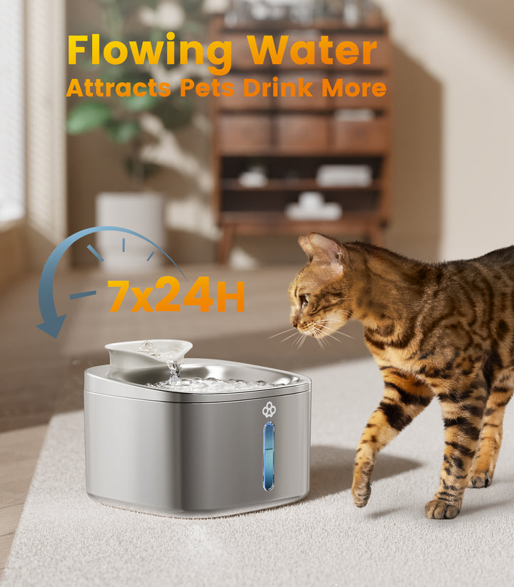 Oneisall 3.5L Smart Pet Water Fountain Stainless Steel