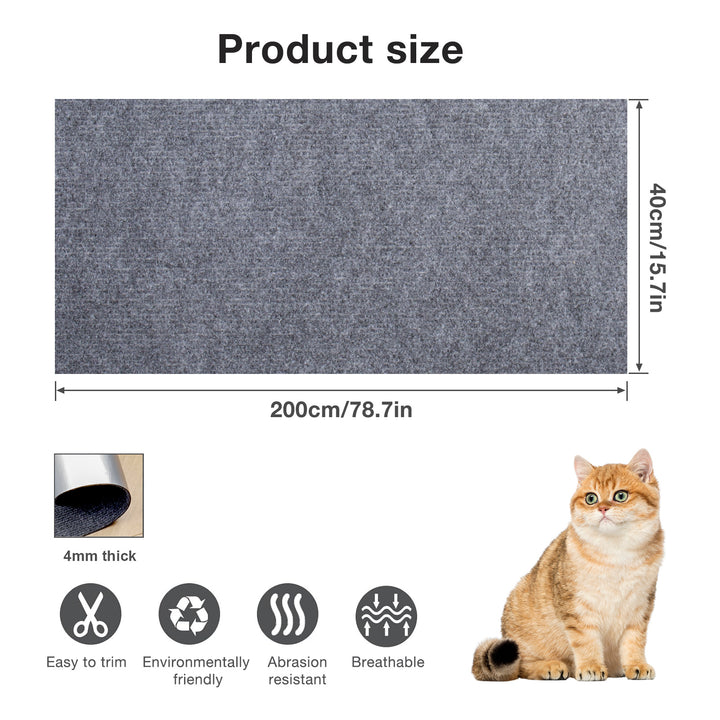 Oneisall Self-Adhesive Cat Scratching Mat, 200 cm x 40 cm, Cat Scratching Board Wall, Scratching Pads for Cats, Scratching Mat, Cat Sofa, Cat Wall, DIY Climbing Cat Scratcher