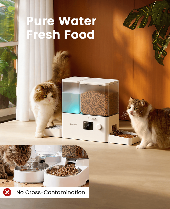 Oneisall 2-in-1 Automatic Cat Feeder and Water Dispenser