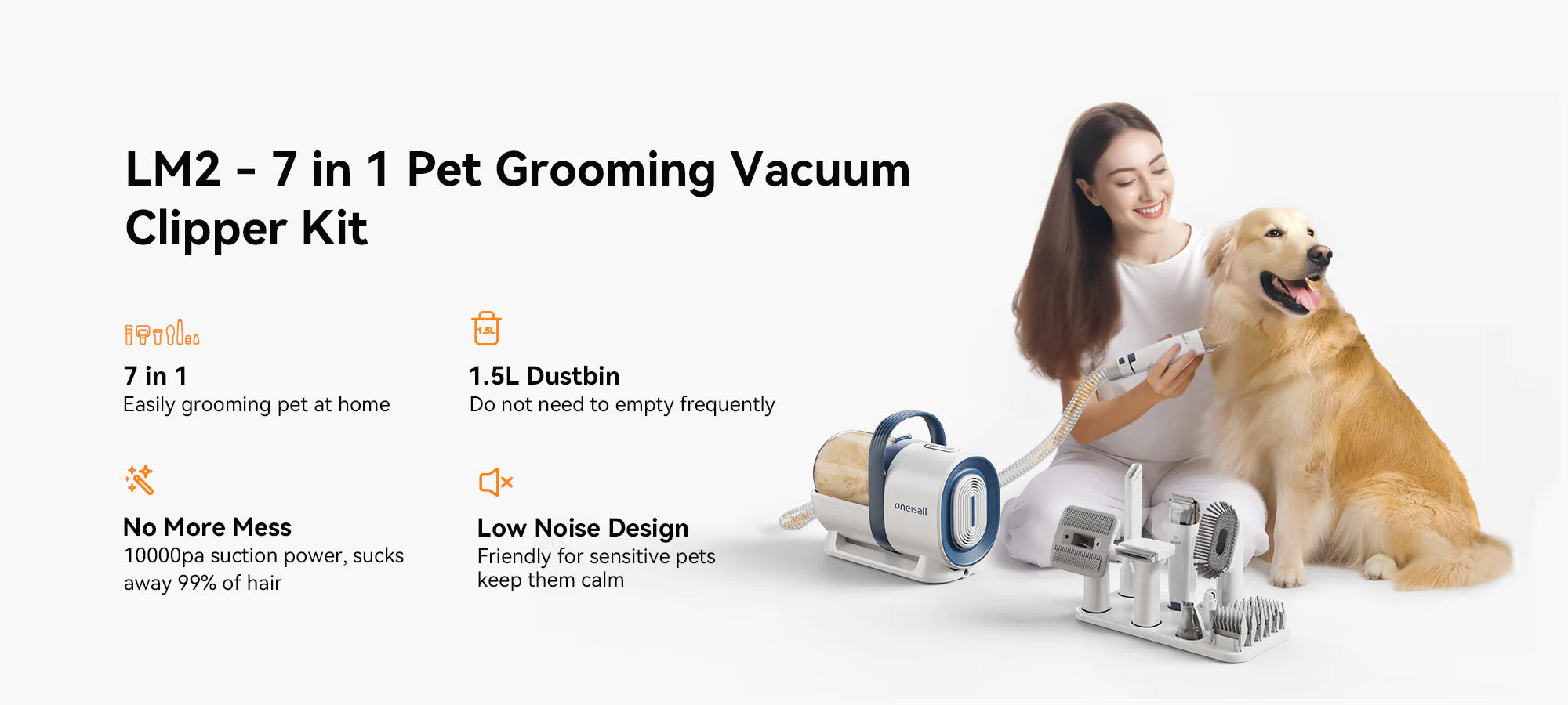 oneisall lm2 pet grooming vacuum kit