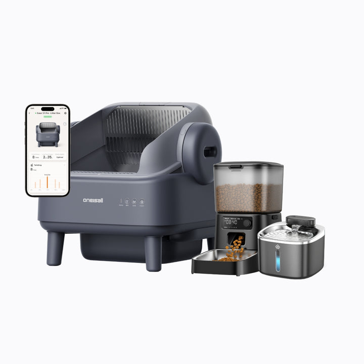 Oneisall Automatic Cat Litter Box, Feeder & Water Fountain Set