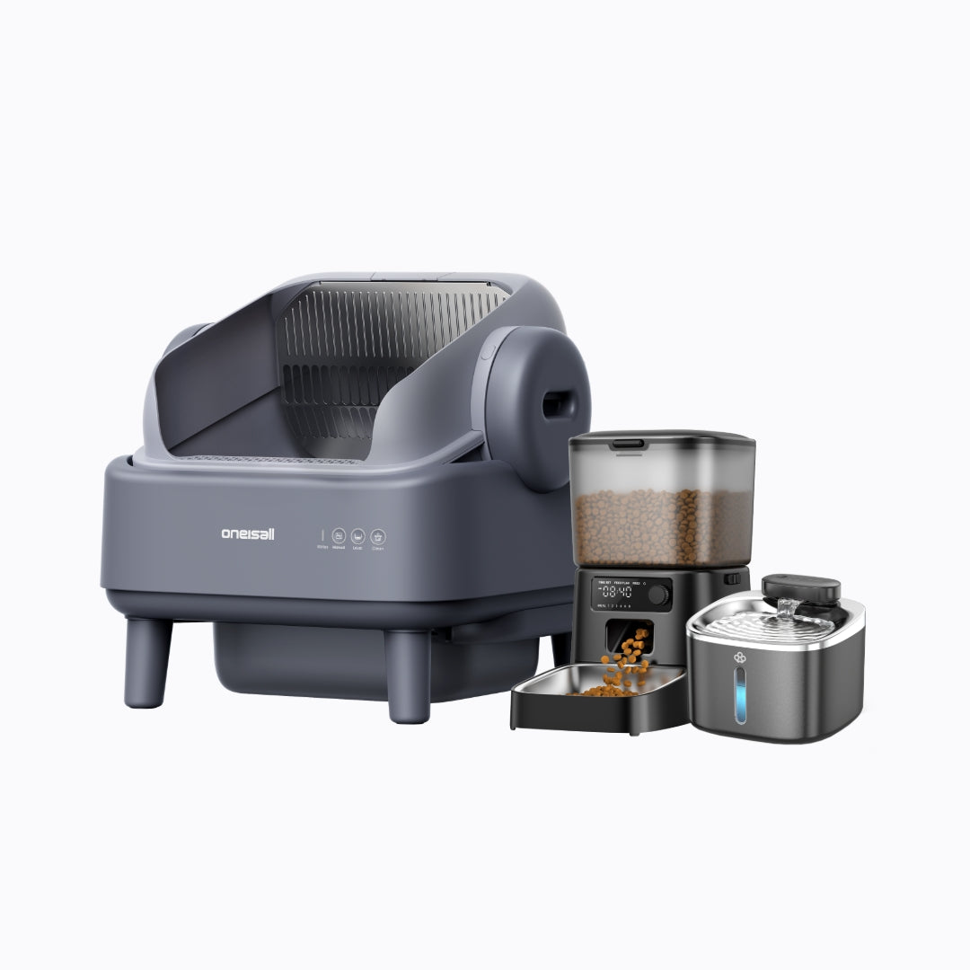 Oneisall Automatic Cat Litter Box, Feeder & Water Fountain Set