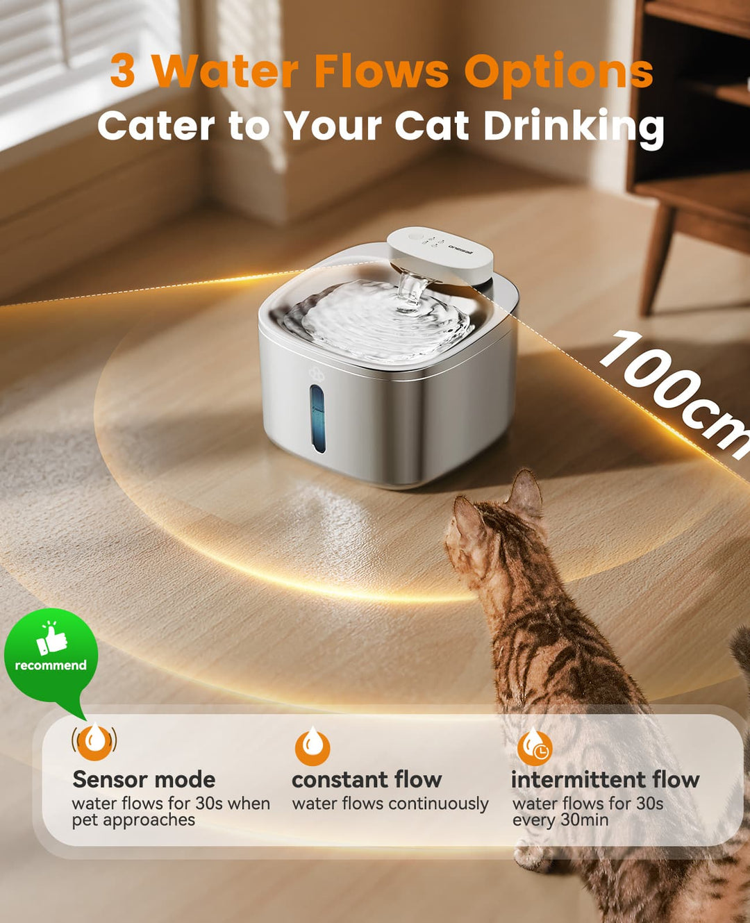 Oneisall 3.5L Cordless Smart Pet Water Fountain with 11 PCS Filters