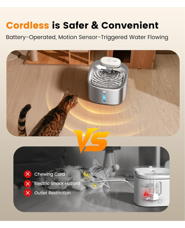 Oneisall 3.5L Cordless Smart Pet Water Fountain with 11 PCS Filters
