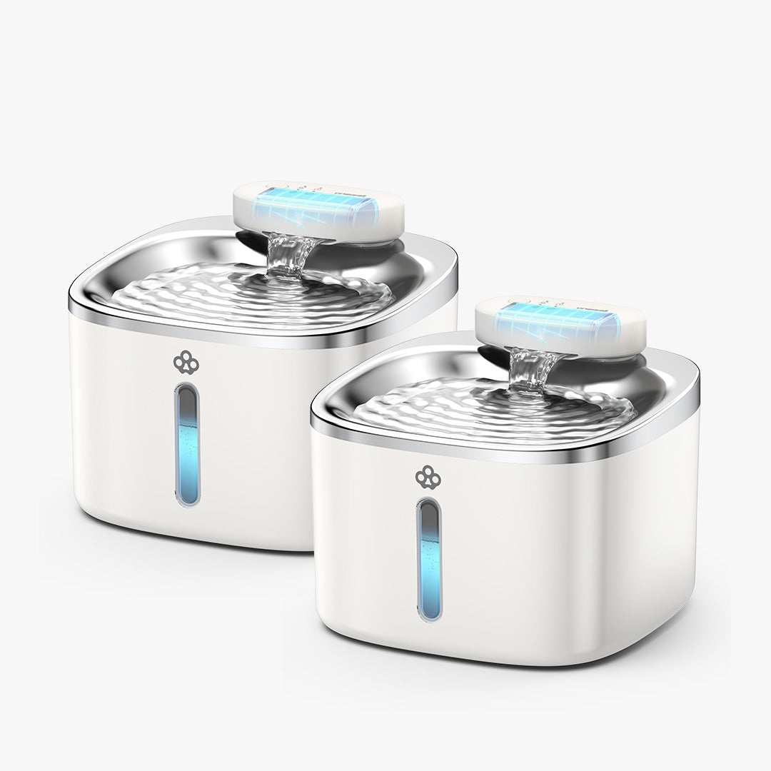 Oneisall 3.5L  Cordless White Stainless Steel Pet Water Fountain with 3PCS Filters