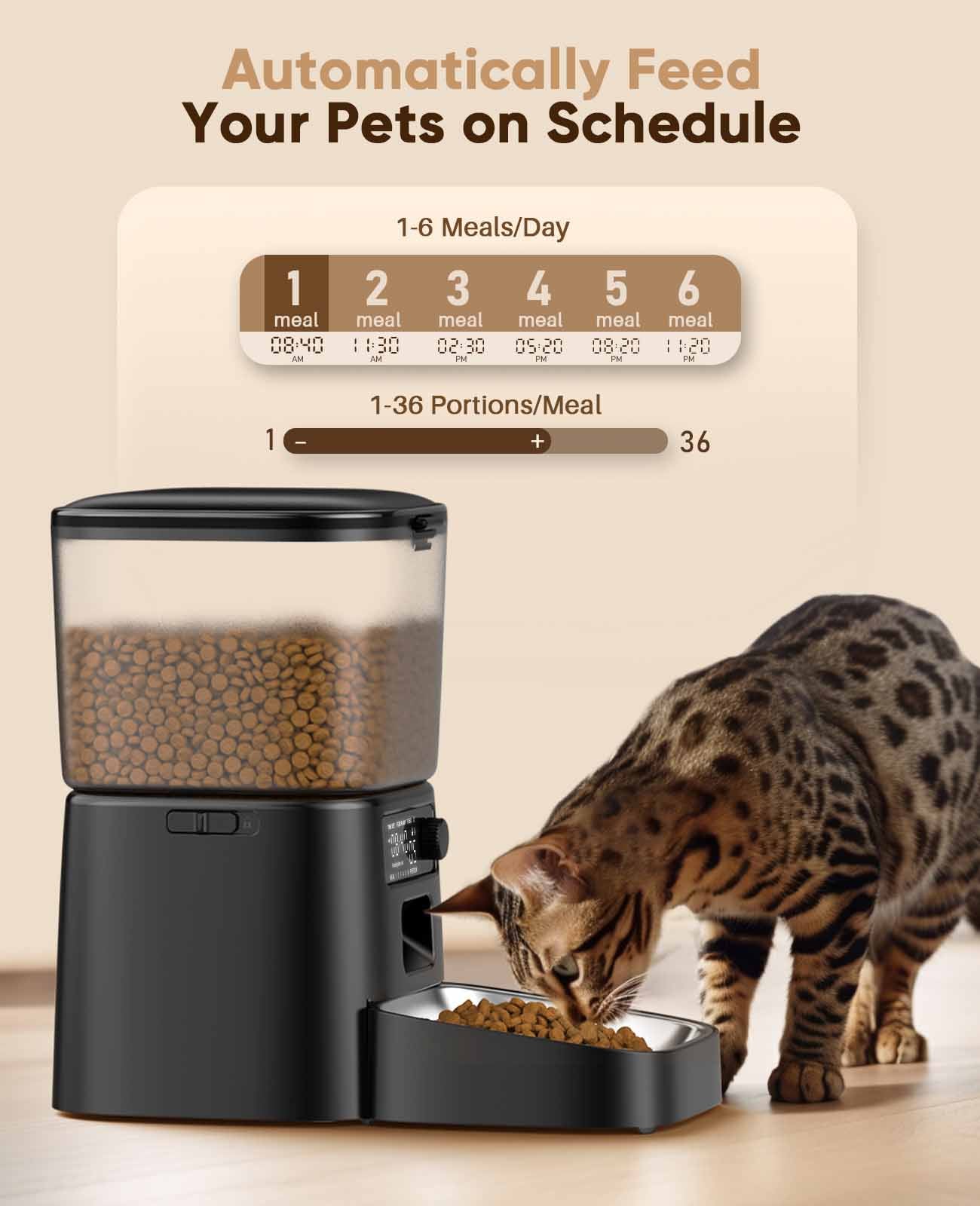 Oneisall Distributeur automatique de nourriture pour chat, 12 tasses de mangeoire automatique pour chats et petits chiens intérieur, distributeur de nourriture sèche avec minuterie