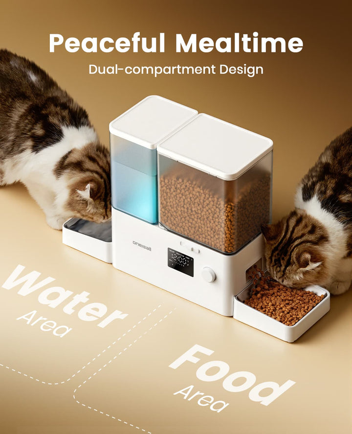 Oneisall 2-in-1 Automatic Cat Feeder and Water Dispenser