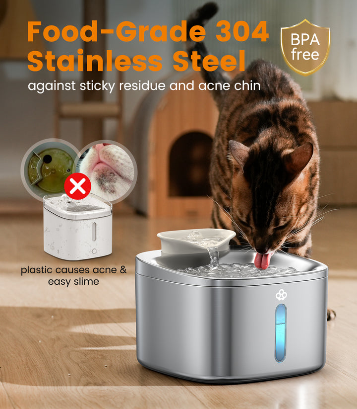 Oneisall 3.5L Smart Pet Water Fountain Stainless Steel