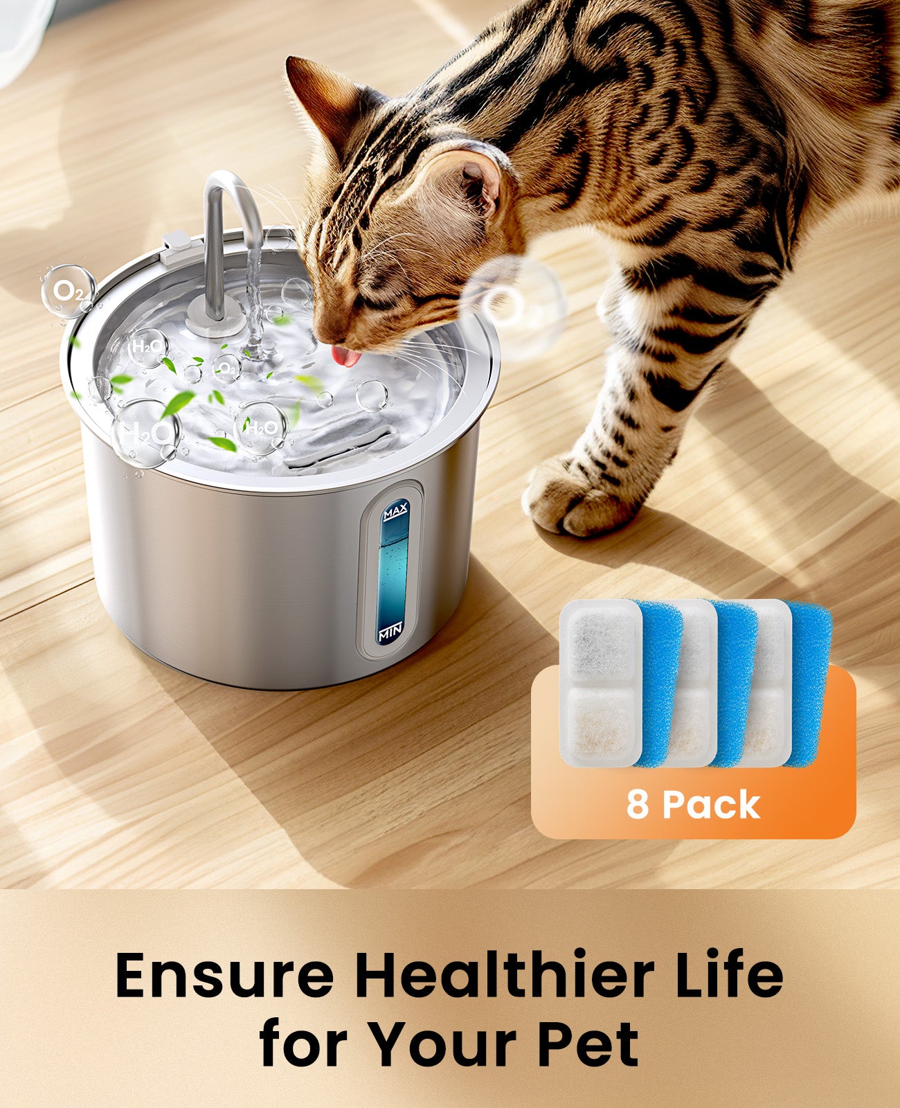 8PCS Carbon Filters for Cat Water Drinker 2L