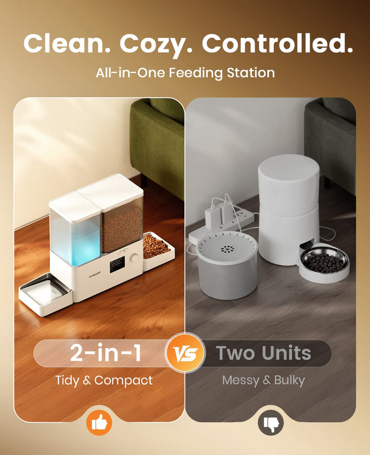 Oneisall 2-in-1 Automatic Cat Feeder and Water Dispenser