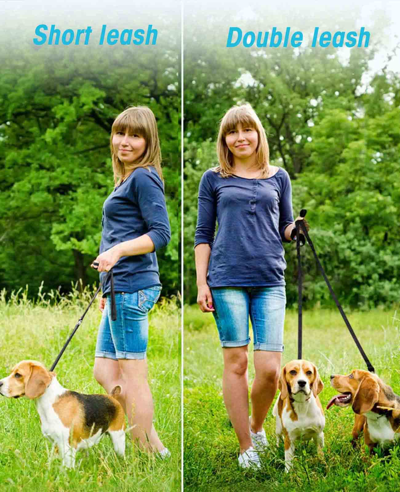 
                  
                    Oneisall freihändige Hundeleine, multifunktionale Hundetrainingsleine, 8-Fuß-Nylon-Doppelleine für Welpen, kleine und große Hunde
                  
                