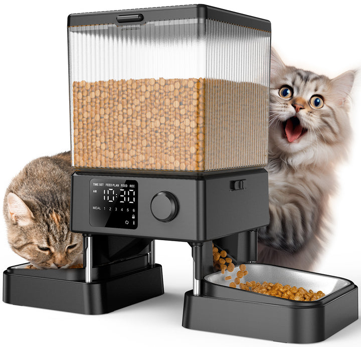 Oneisall 5L Automatic Cat Feeder for Two Cats Black