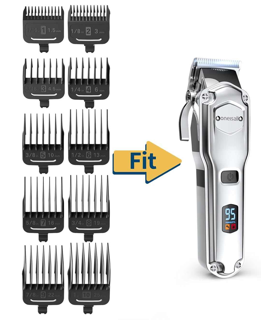 Oneisall RFC-676 Dog Clippers 10Pcs Guide Combs Replacement