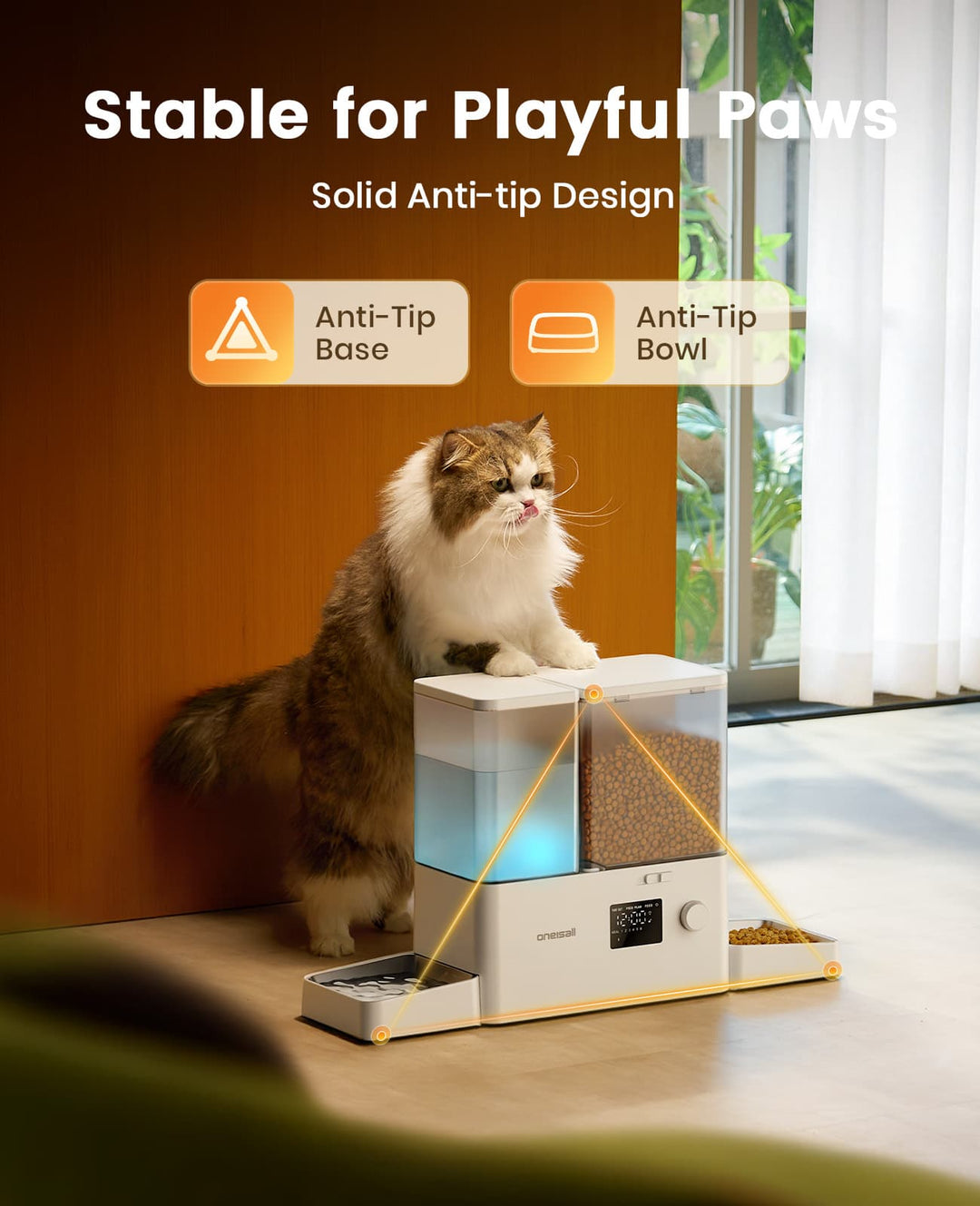 Oneisall 2-in-1 Automatic Cat Feeder and Water Dispenser