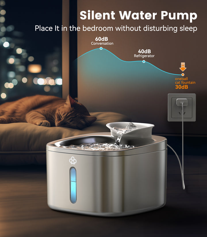 Oneisall 3.5L Smart Pet Water Fountain Stainless Steel