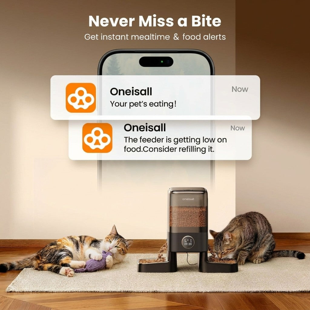 Oneisall H1-C 5L Automatic Cat Feeders with Camera for Two Cats-APP Control