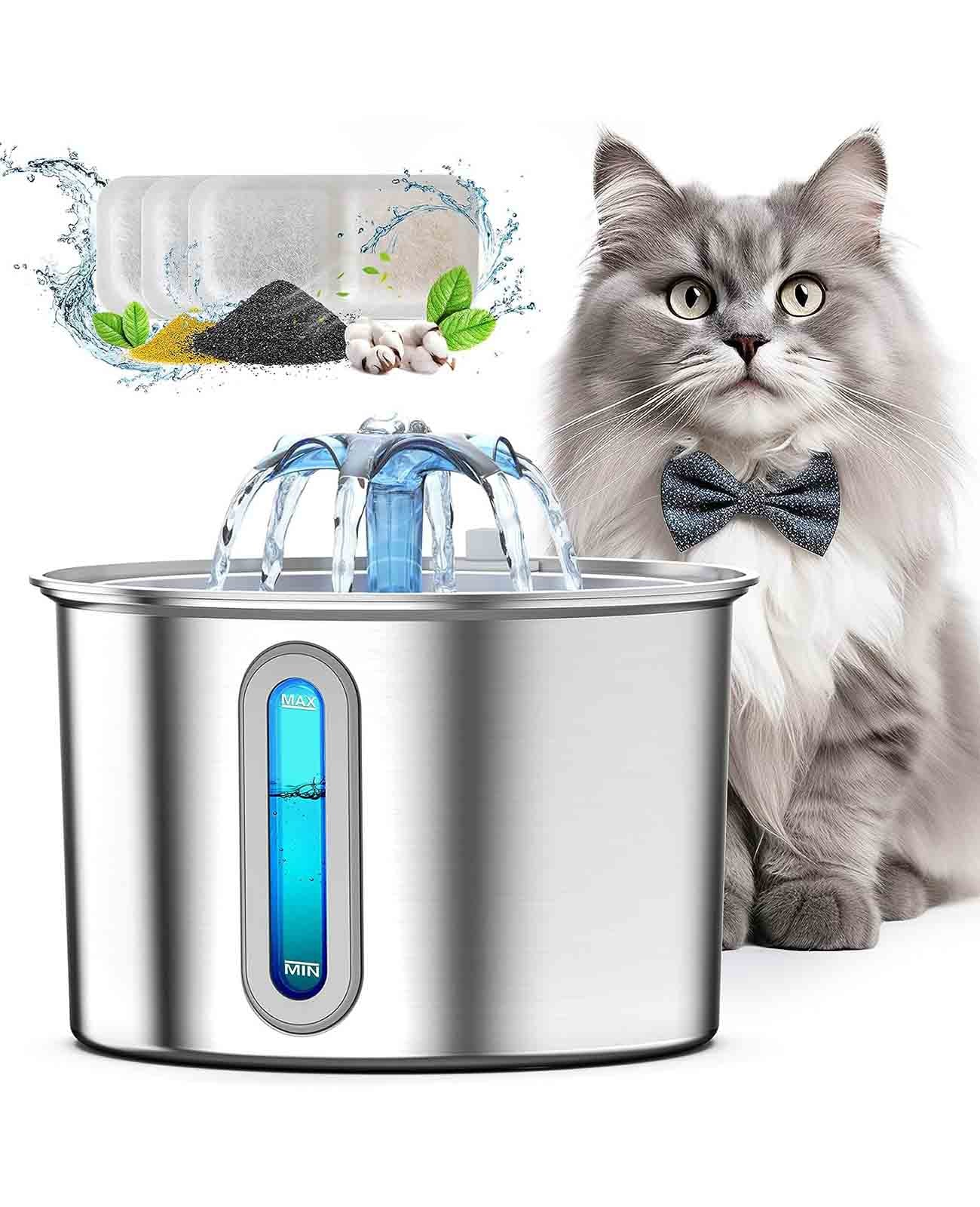 
                  
                    Oneisall 모델-PWF-001 고양이 물 마시는 사람, 2L 자동 물 필터, 애완 동물 물 마시는 사람, 316 스테인레스 스틸, 연화제 필터 x 3 세트
                  
                