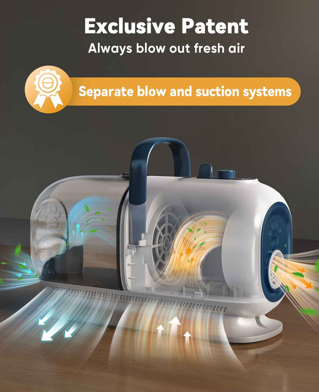 separate blow and suction system