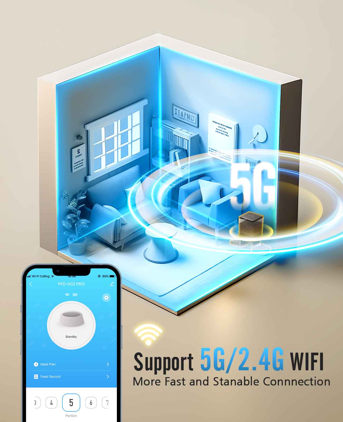 
                  
                    Oneisall 5L Distributeur Automatique de Nourriture pour Chat avec 5G Wi-Fi et APP Contrôle
                  
                