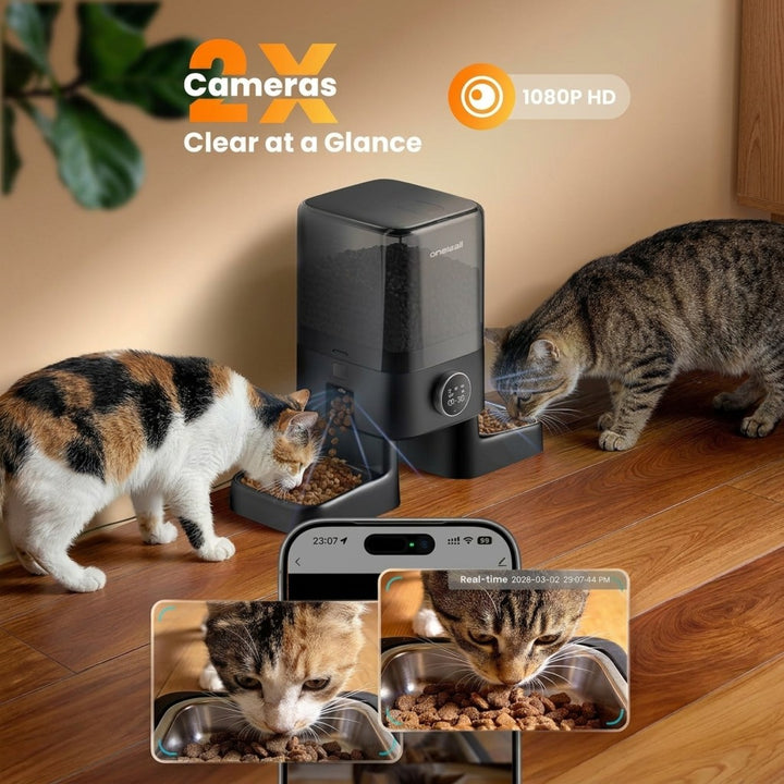 Oneisall H1-C 5L Automatic Cat Feeders with Camera for Two Cats-APP Control